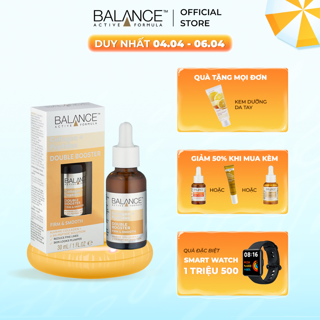 Tinh chất Balance Active Formula Collagen + Peptides Double Booster 30ml