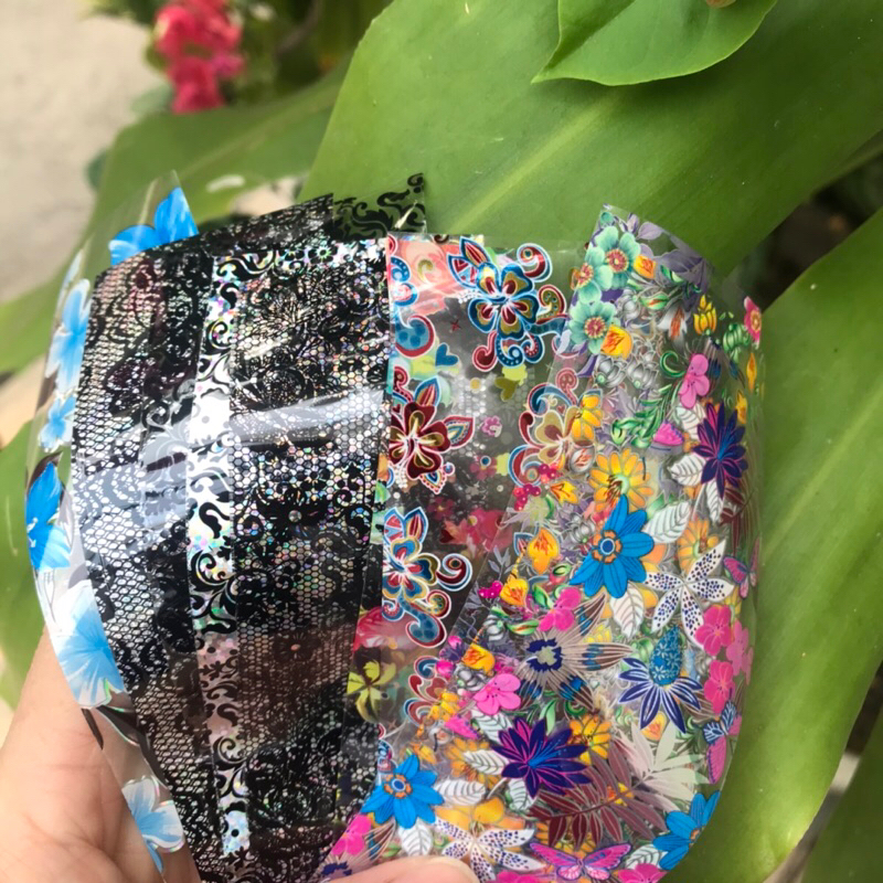 Foil dán móng hoa và ren 10 tấm
