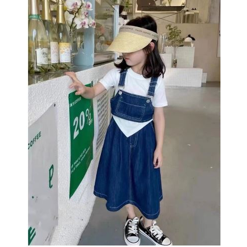 Set Váy Yếm Jean Cho Bé Gái Từ 15-40kg - LittleKidsT