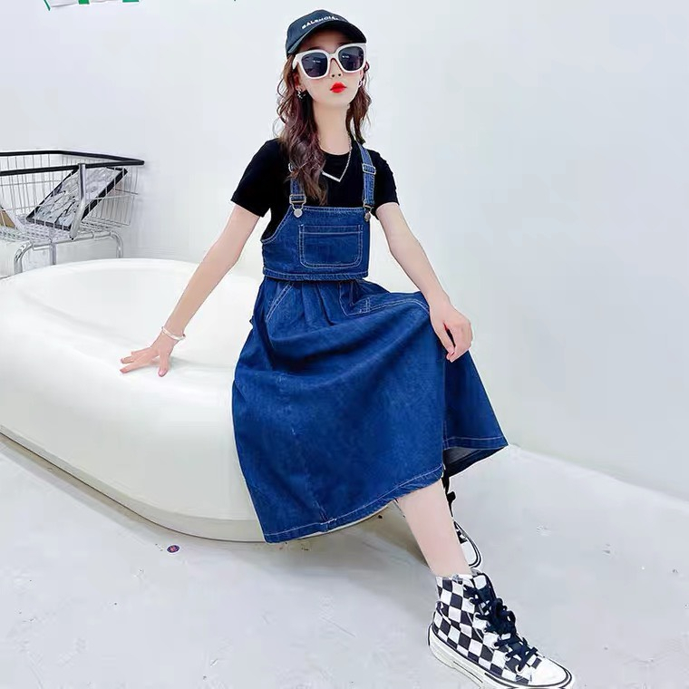 Set Váy Yếm Jean Cho Bé Gái Từ 15-40kg - LittleKidsT