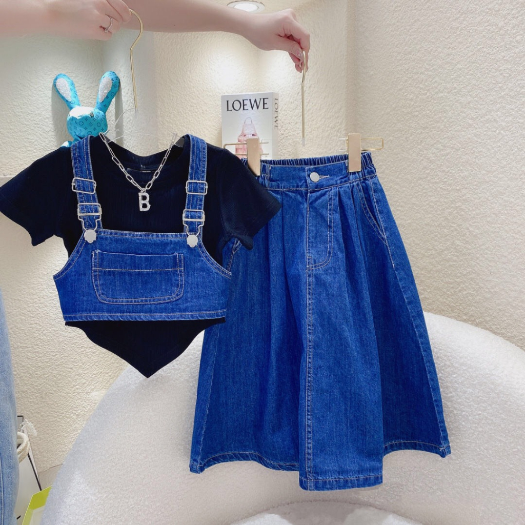Set Váy Yếm Jean Cho Bé Gái Từ 15-40kg - LittleKidsT