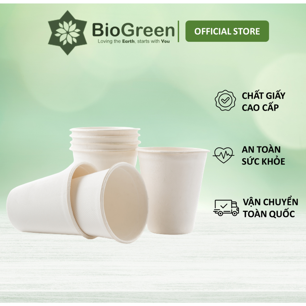 50 ly giấy trắng cao cấp 180ml - 6oz, 210ml - 7oz, ly cốc giấy văn phòng chịu nhiệt dùng 1 lần