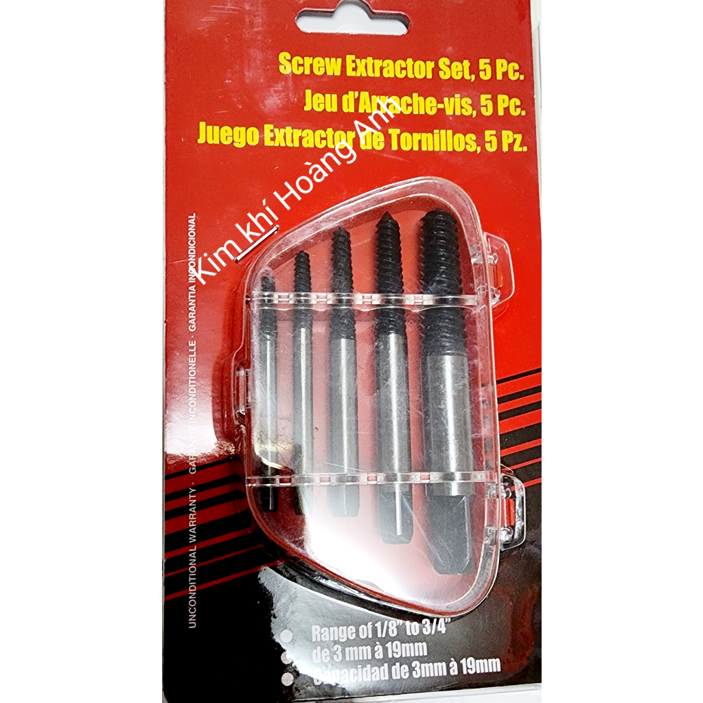 Bộ 6 đầu vặn vít gãy, lấy ốc gãy, lấy vít gãy 3-22mm