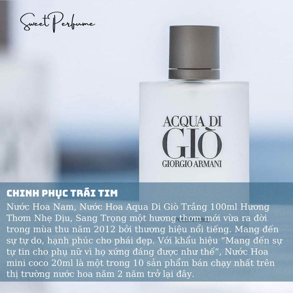 Nước hoa nam chiết 10ml AQuaDi Giò Trắng EDP