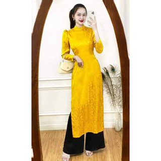 Áo dài truyền thống gấm tơ dệt in hoạ tiết cho nữ loại đẹp