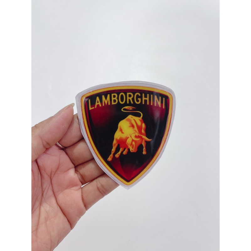 Tem nổi hình bò tót Lamborghini 6.5x7.2cm màu ngẫu nhiên, có sẵn keo dán phía sau
