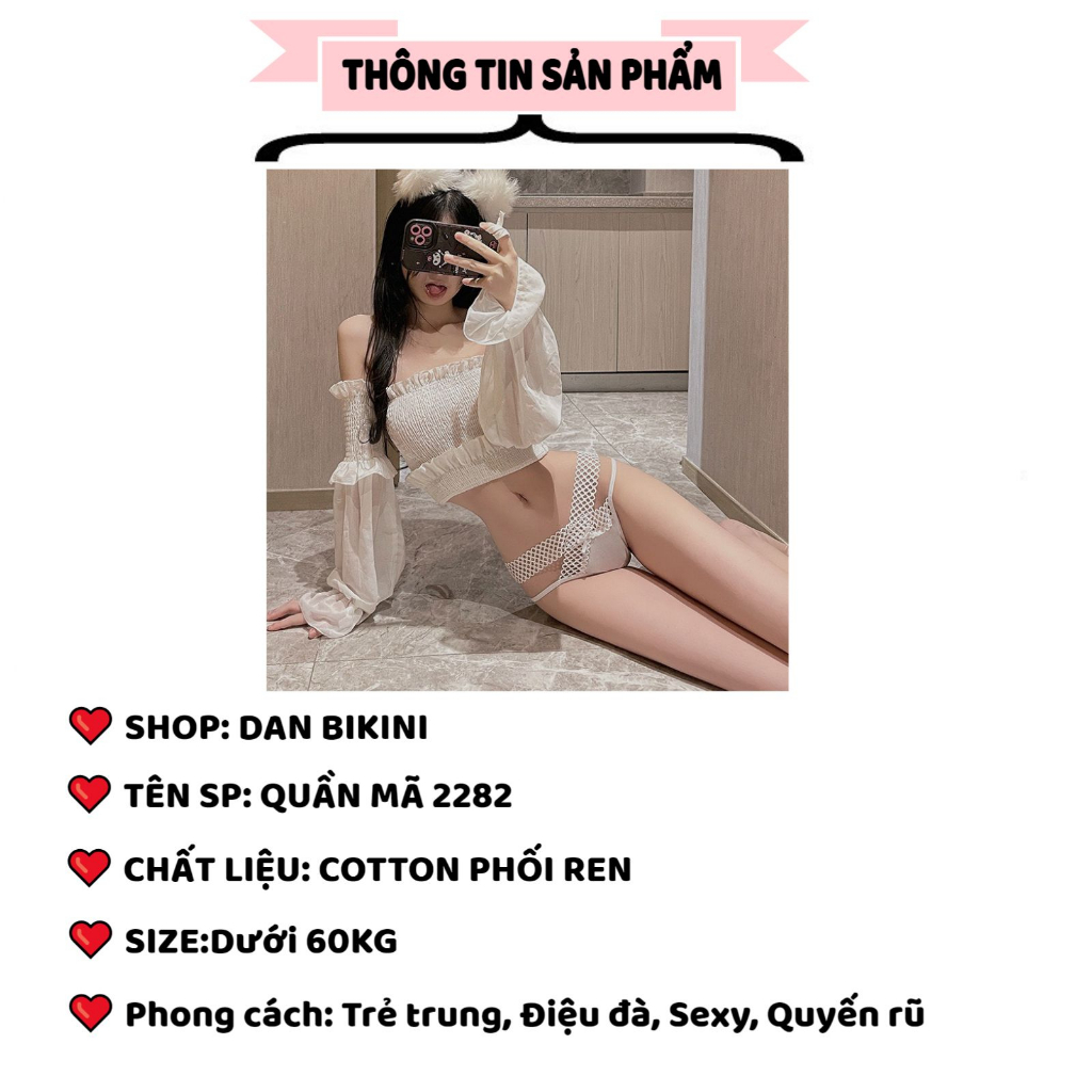 Quần Lót Nữ Cotton Phối Ren Lưới cao cấp sexy gợi cảm ôm dáng thiết kế cạp chéo MÃ 2282