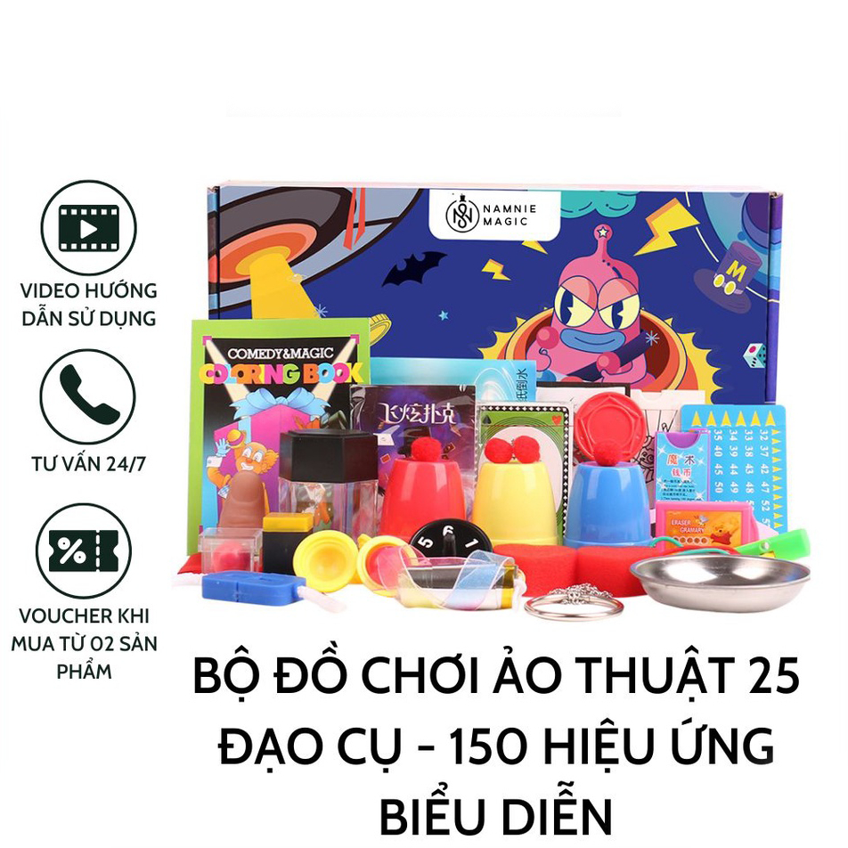 Đồ Chơi 25 Đạo Cụ Ảo Thuật, Trò Ảo Thuật, Đồ Chơi Giáo Dục, Quà Tặng Cho Bé Trai và Bé Gái Hướng Dẫn Video Tiếng Việt