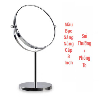    Size Lớn 💓 Loại Cao Cấp  Gương Trang Điểm InOx Để Bàn 2 Mặt Chắc Chắn Có Phóng To 