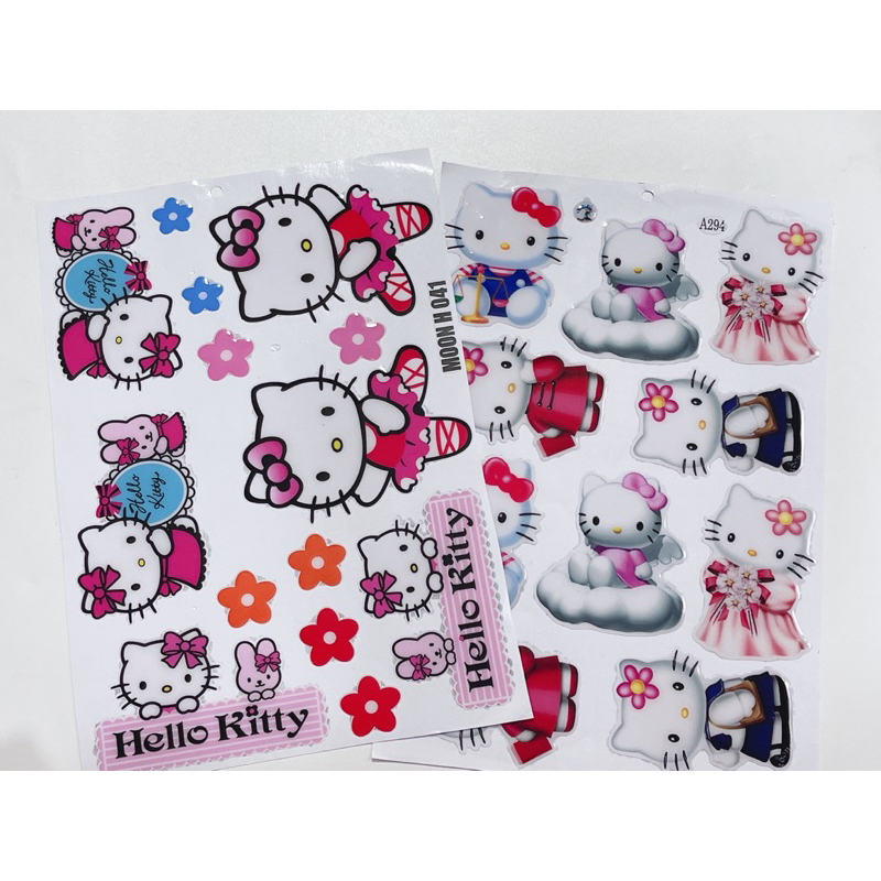 Tem nổi hình mèo Hello Kitty đủ mẫu, có sẵn keo dán phía sau