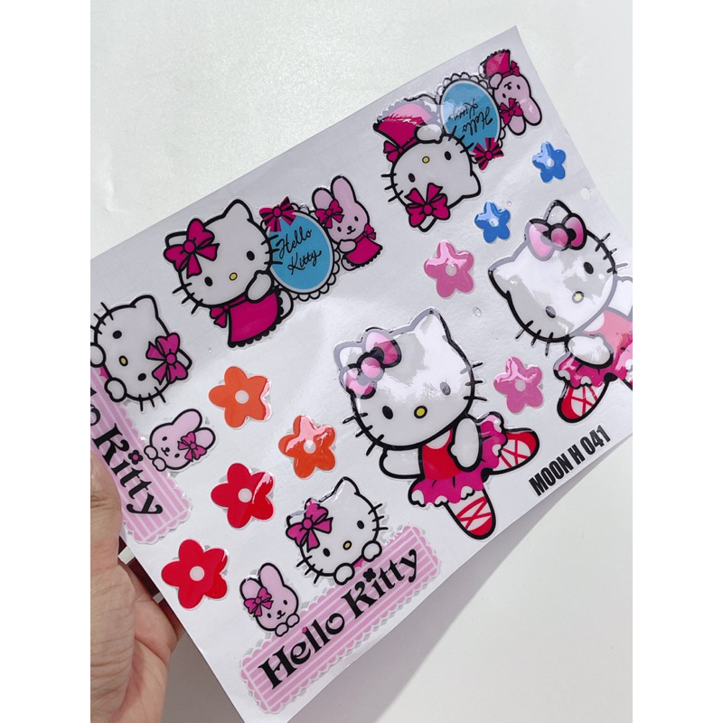 Tem nổi hình mèo Hello Kitty đủ mẫu, có sẵn keo dán phía sau