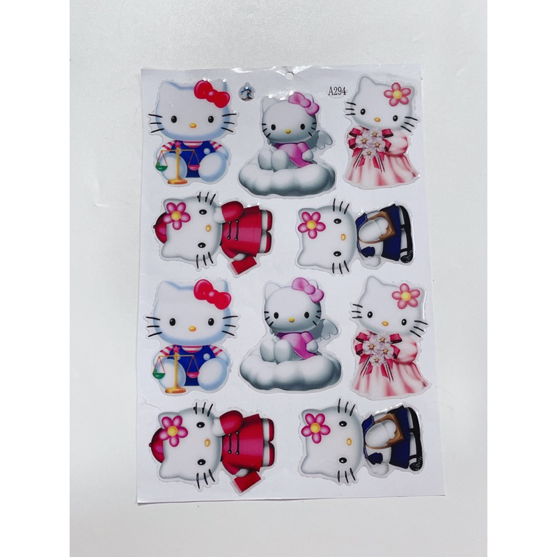 Tem nổi hình mèo Hello Kitty đủ mẫu, có sẵn keo dán phía sau
