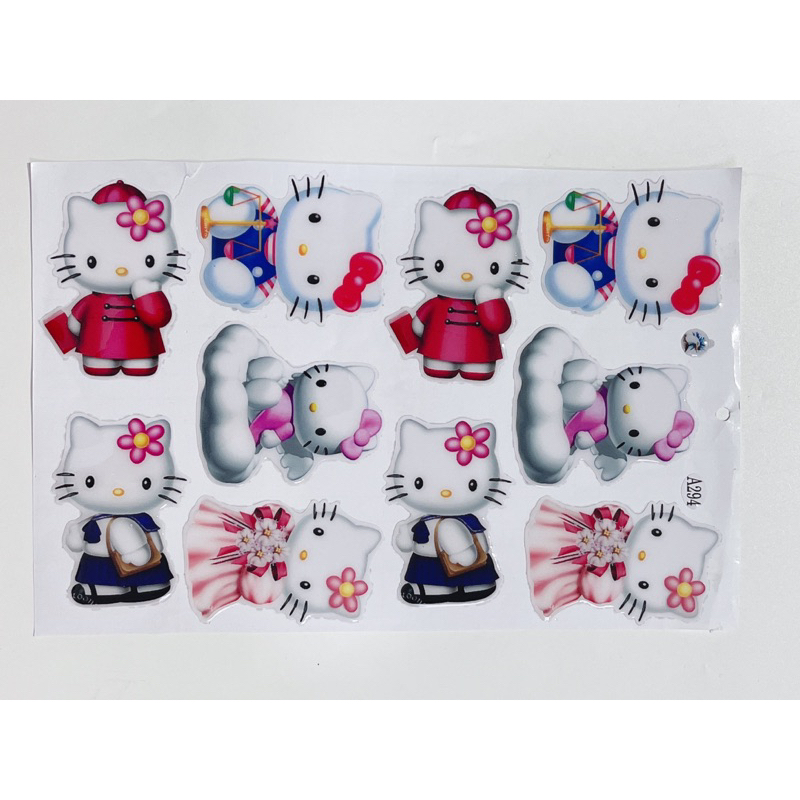 Tem nổi hình mèo Hello Kitty đủ mẫu, có sẵn keo dán phía sau