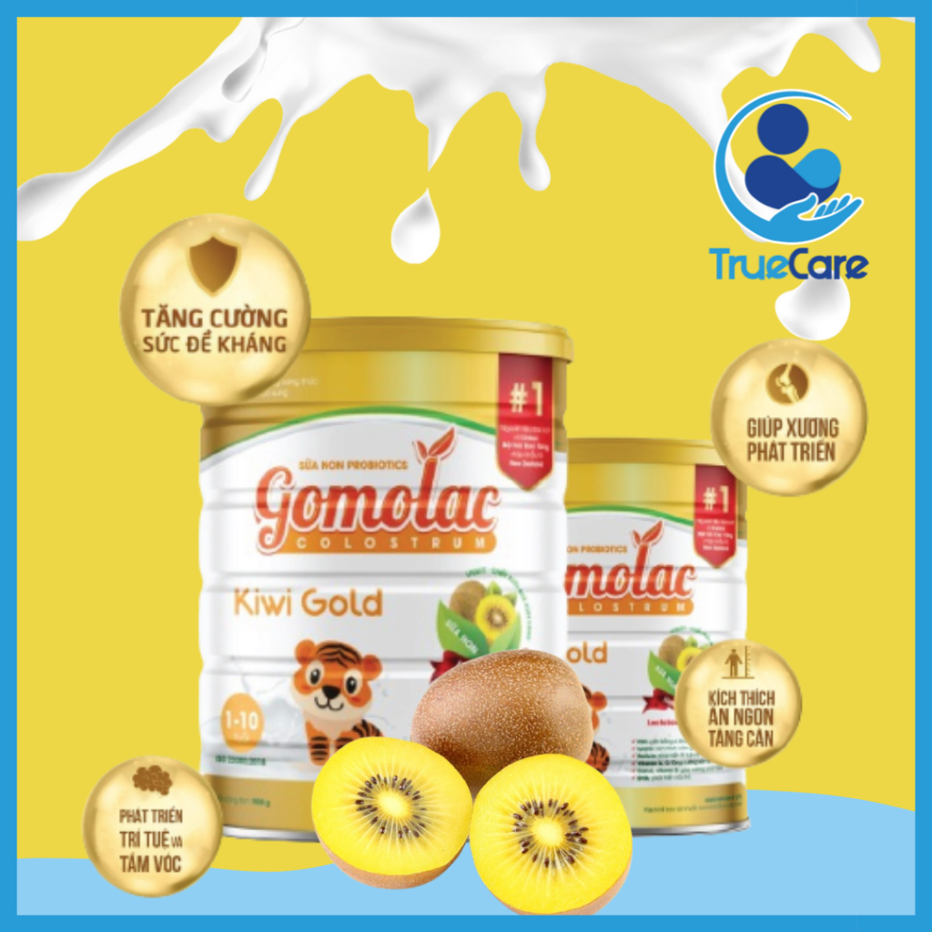 Sữa non Probiotics Gomolac Colostrum Kiwi Gold 400g và 900g Hỗ trợ phát triển toàn diện cho con TRUECARE PHARMA