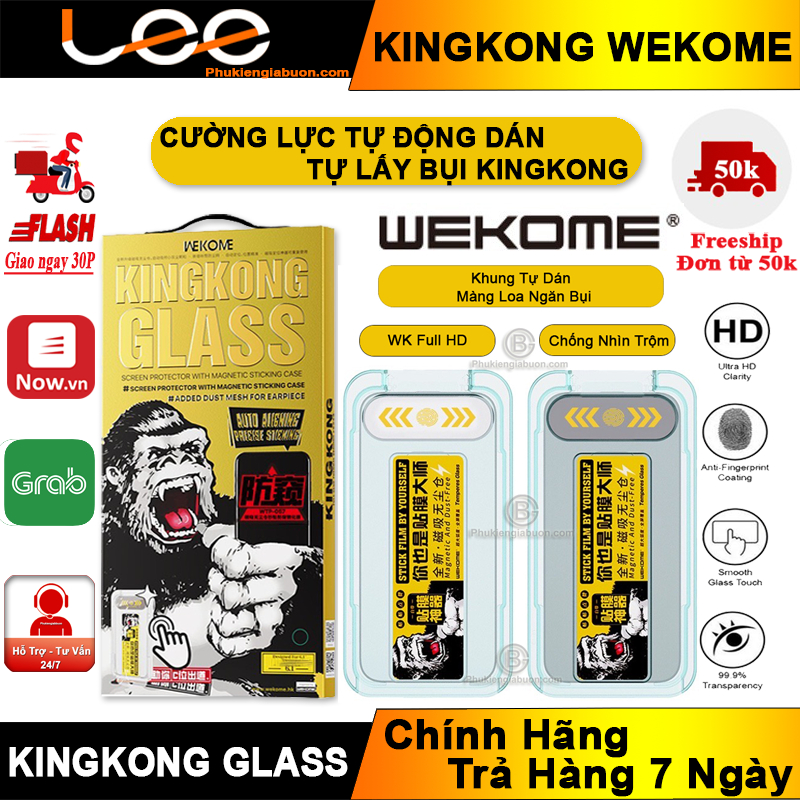 Cường lực KingKong WEKOME khung tự dán 034-057 cho iph11 pro max 12 pro max 13 pro max 14 pro max x xr xs max