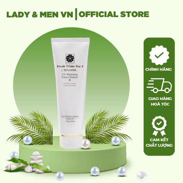 Sữa rửa mặt trắng da Fresh White Sand Tenamyd UV Whitening Foam Cleanser II 120g - Hàng chính hãng Tenamyd