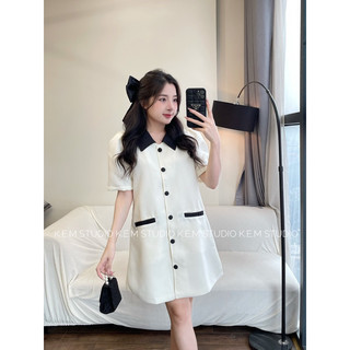 MYHOA|  Váy Dạ Nữ Cộc Tay Dáng Xuông Công Sở TKCC