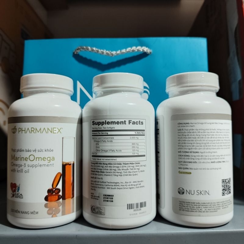 Thực phẩm bảo vệ sức khỏe Marine Omega Nuskin hỗ trợ sáng mắt, đẹp da, trí não 120 viên