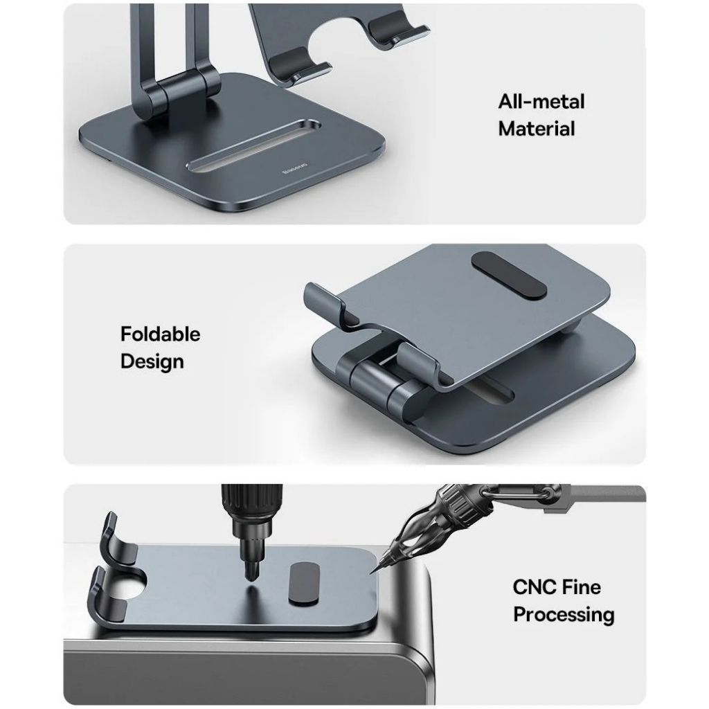 Giá đỡ ipad hợp kim nhôm cao cấp Baseus desktop biaxial foldable metal stand để bàn gập gọn (HP006)