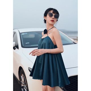 Váy lụa dáng ngắn xoè đính hoa ( Ảnh Thật - CEE RI )