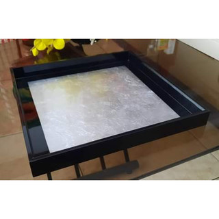 Khay sơn mài vuông - 30x30x3cm màu bạc - kh-81