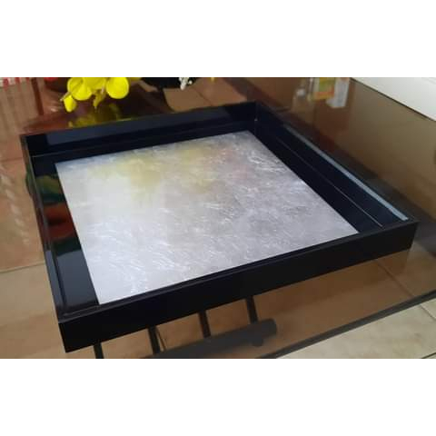 Khay sơn mài vuông - 30x30x3cm màu bạc - KH-81