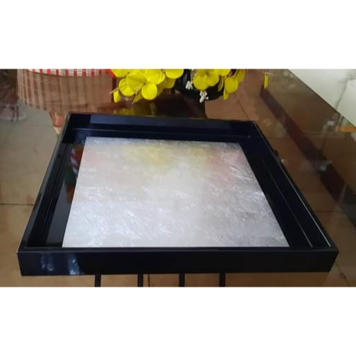 Khay sơn mài vuông - 30x30x3cm màu bạc - KH-81