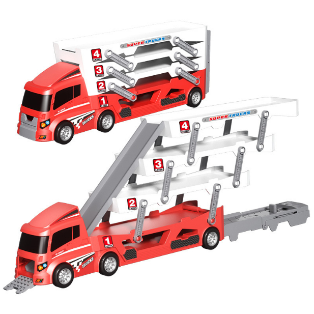 Đồ chơi xe tải container siêu to 4 tầng chở xe ô tô - có kích thước lớn gồm nhiều mẫu xe ô tô con siêu xịn