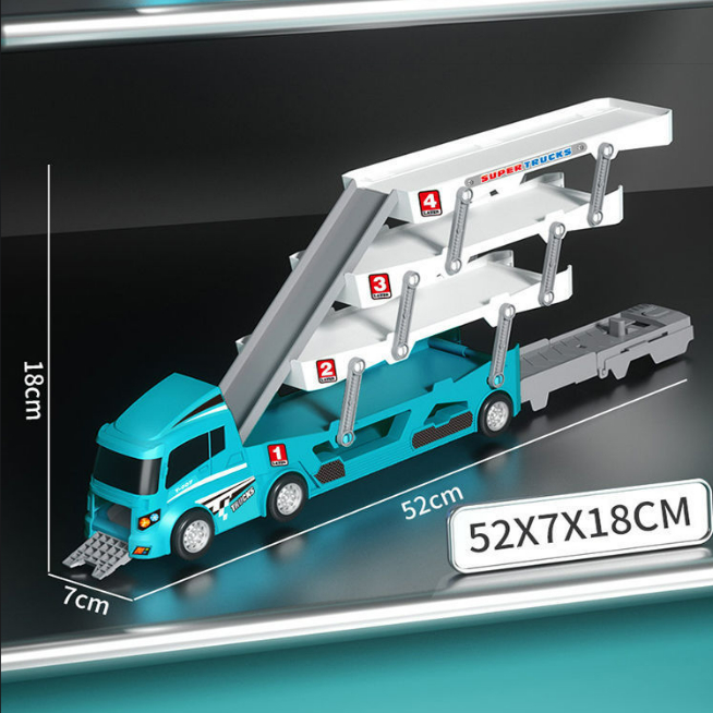 Đồ chơi xe tải container siêu to 4 tầng chở xe ô tô - có kích thước lớn gồm nhiều mẫu xe ô tô con siêu xịn