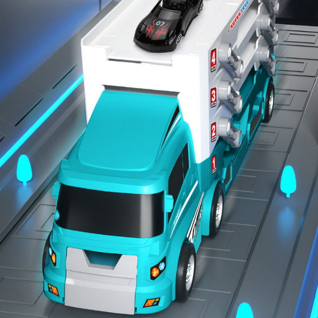 Đồ chơi xe tải container siêu to 4 tầng chở xe ô tô - có kích thước lớn gồm nhiều mẫu xe ô tô con siêu xịn