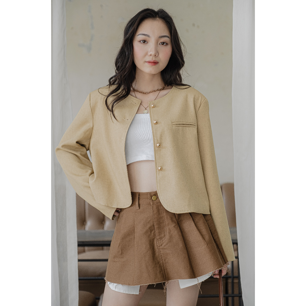 Áo khoác vest cổ tròn túi chìm phối nút trơn 3 màu LENCLOTHING 9563 | BigBuy360 - bigbuy360.vn