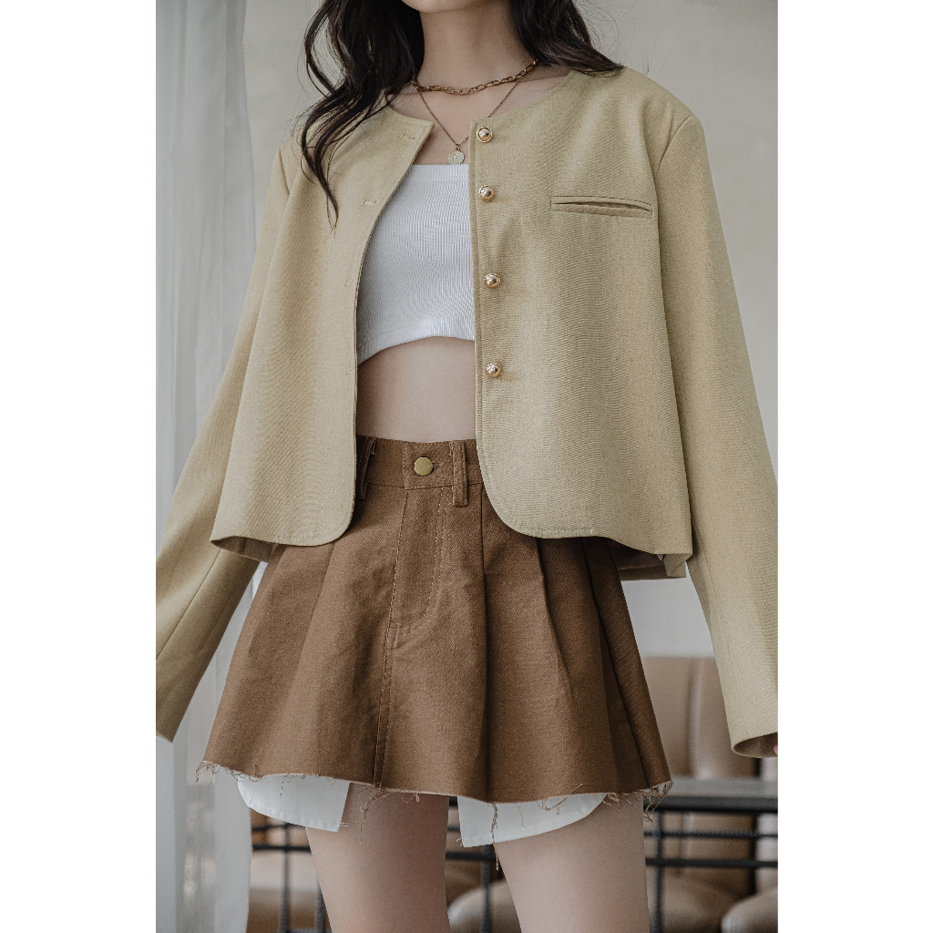 Áo khoác vest cổ tròn túi chìm phối nút trơn 3 màu LENCLOTHING 9563 | BigBuy360 - bigbuy360.vn