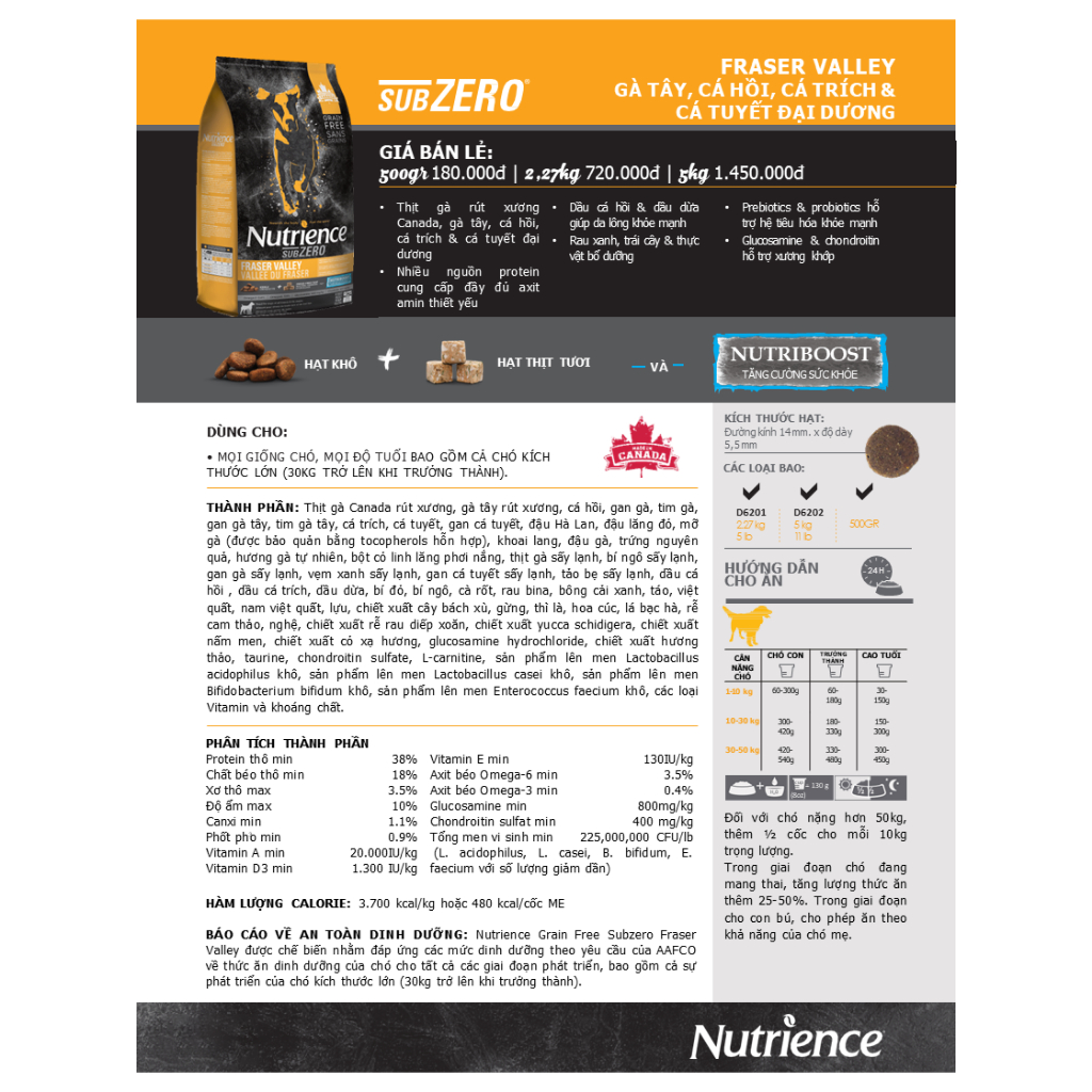Thức Ăn Hạt Cho Chó Alaska Nutrience Subzero Bao 2.27kg - Thức Ăn Cho Chó Vị Gà Tây, Rau Củ, Trái Cây