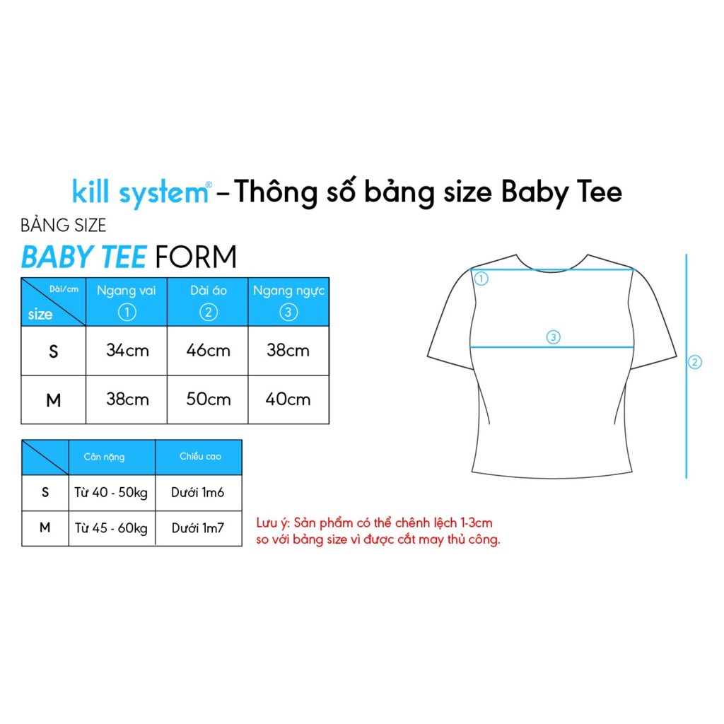 Áo thun baby tee Kill System Minji màu kem chất thun co giãn