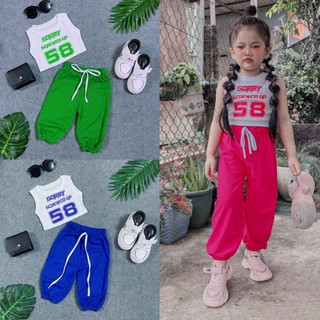 Set Áo Thun Roptop Phối Quần Ống Túm Năng Động Cho Bé Gái