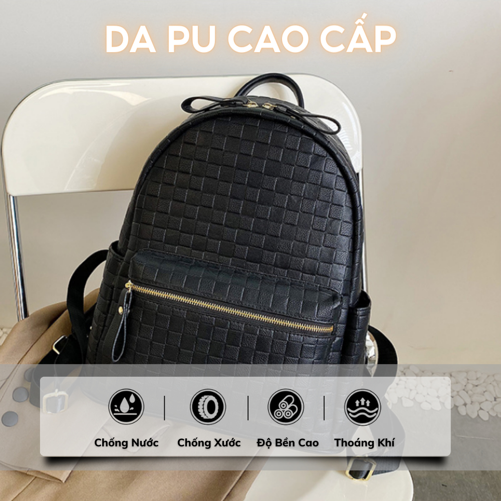 Balo da thời trang ulzzang nam nữ 𝑰𝑩𝑨𝑮  ba lô da PU cao cấp balo mc caro cặp đi học đi chơi balo đựng laptop 14 inh | BigBuy360 - bigbuy360.vn