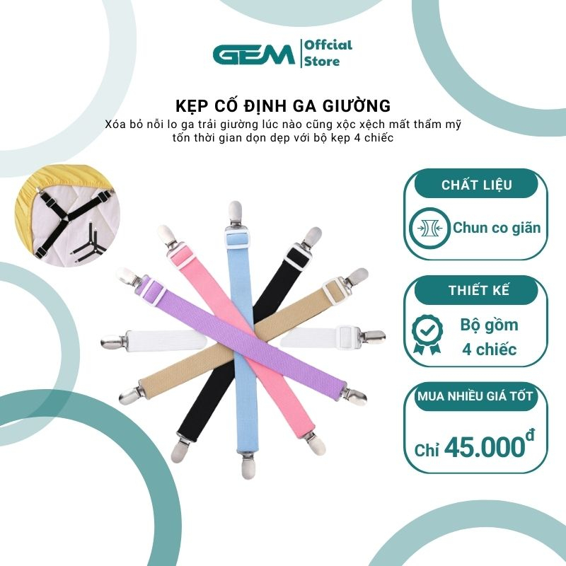 Bộ 4 kẹp cố định góc giường chống ga xô lệch