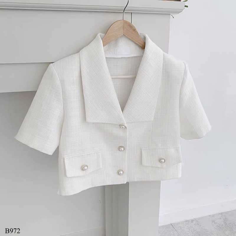 Áo Croptop Vest Sơ Mi nút ngọc sang trọng kiểu Tây vải Thời Trang - AAG99- SM010