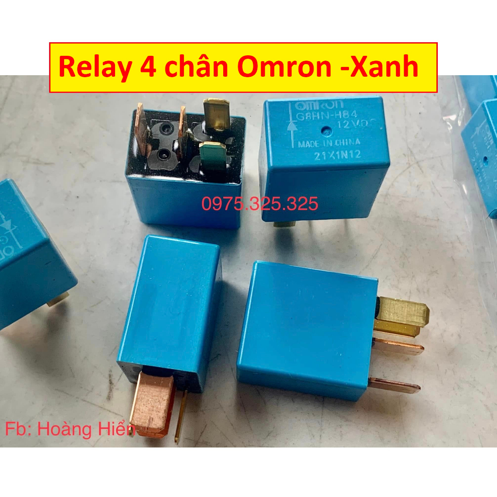 Relay 4 chân Omron XANH - Cao - có diode,chất lượng Nais Bosch Mitsuba mazda Denso Seido rờ le 5 chân chống nước 12V 30A