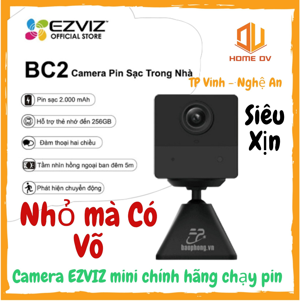 Camera Ezviz BC2 chạy Full HD 1080 Nhỏ gọn, đàm thoại 2 chiều, báo động chống trộm, AI thông minh