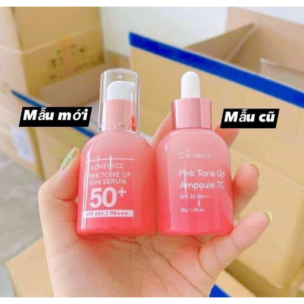 Mẫu Mới Tinh chất serum dưỡng trắng căng bóng nâng tone cellapy pink tone up ampoule
