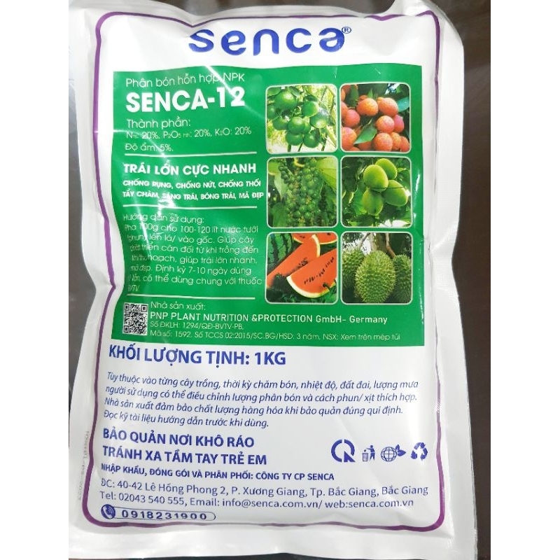 Phân bón Senca 12 ( gói 1kg , dưỡng trái chống rụng, thối, nứt)