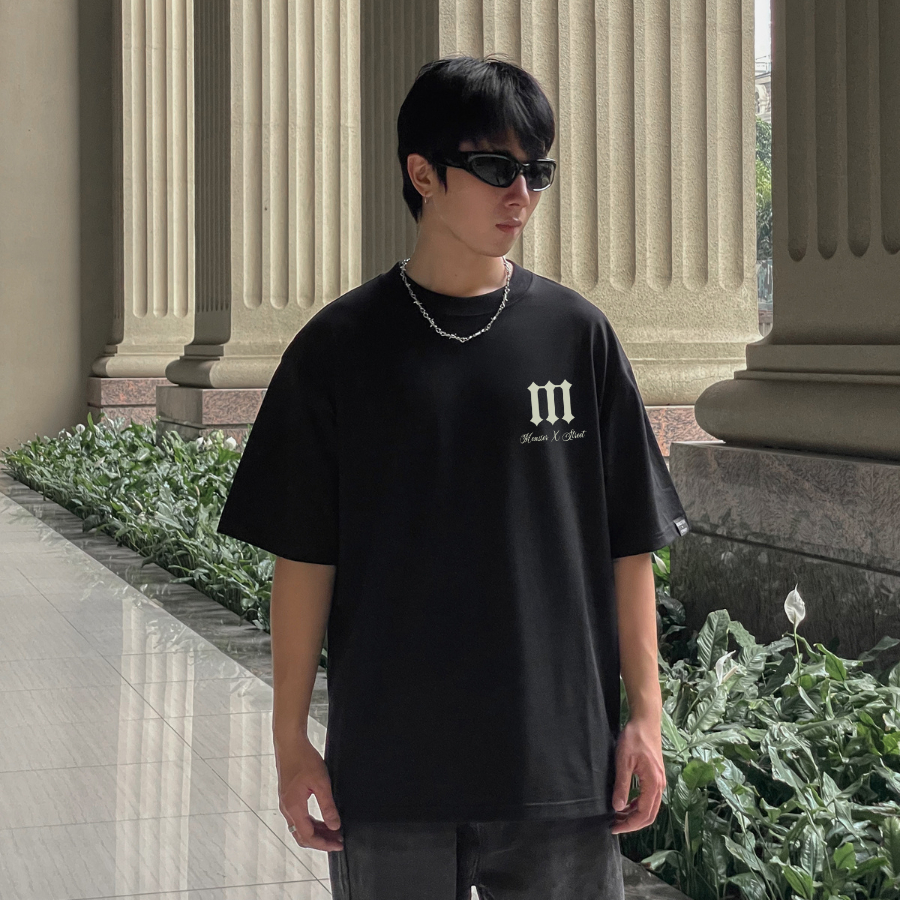 Áo thun unisex MONSTER X STREET Monster Chữ Lưng phông tay lỡ nam nữ form rộng Local Brand