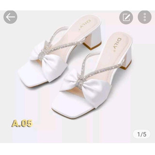 Giày nữ quai tiểu thư đính đá gót 4cm bigsize 35 đến 45