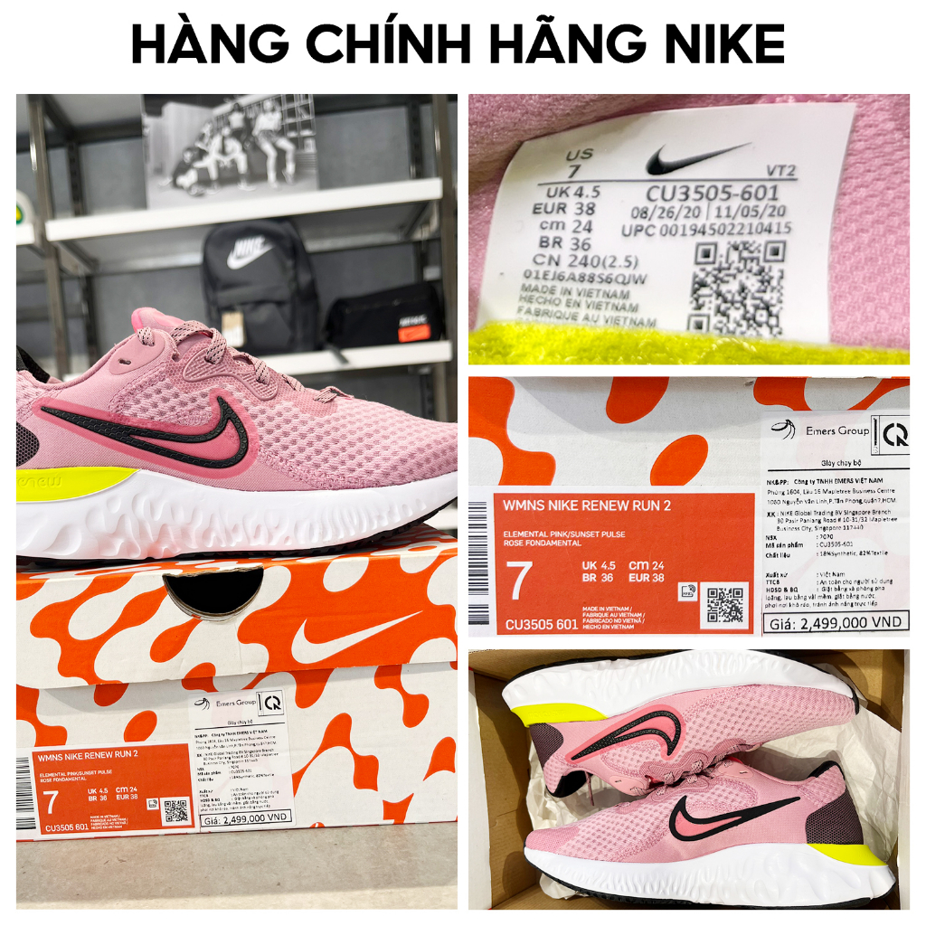 Giày Sneakers Nữ Nike Wmns Nike Renew Run 2 CU3505-601 màu hồng thời trang chính hãng