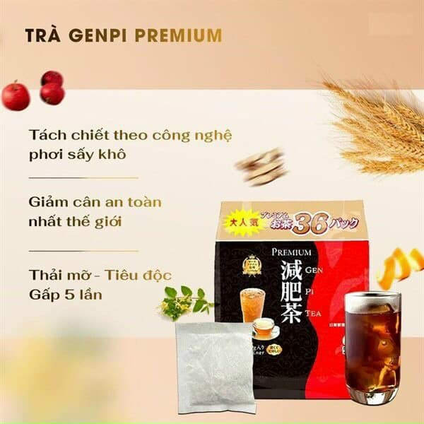 Trà Thải Độc Giảm Mỡ Hayari Premium Genpi Tea - 36 Gói