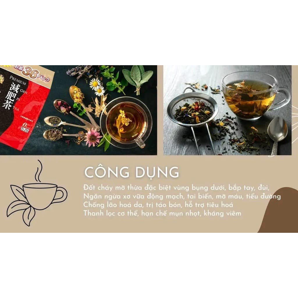 Trà Thải Độc Giảm Mỡ Hayari Premium Genpi Tea - 36 Gói