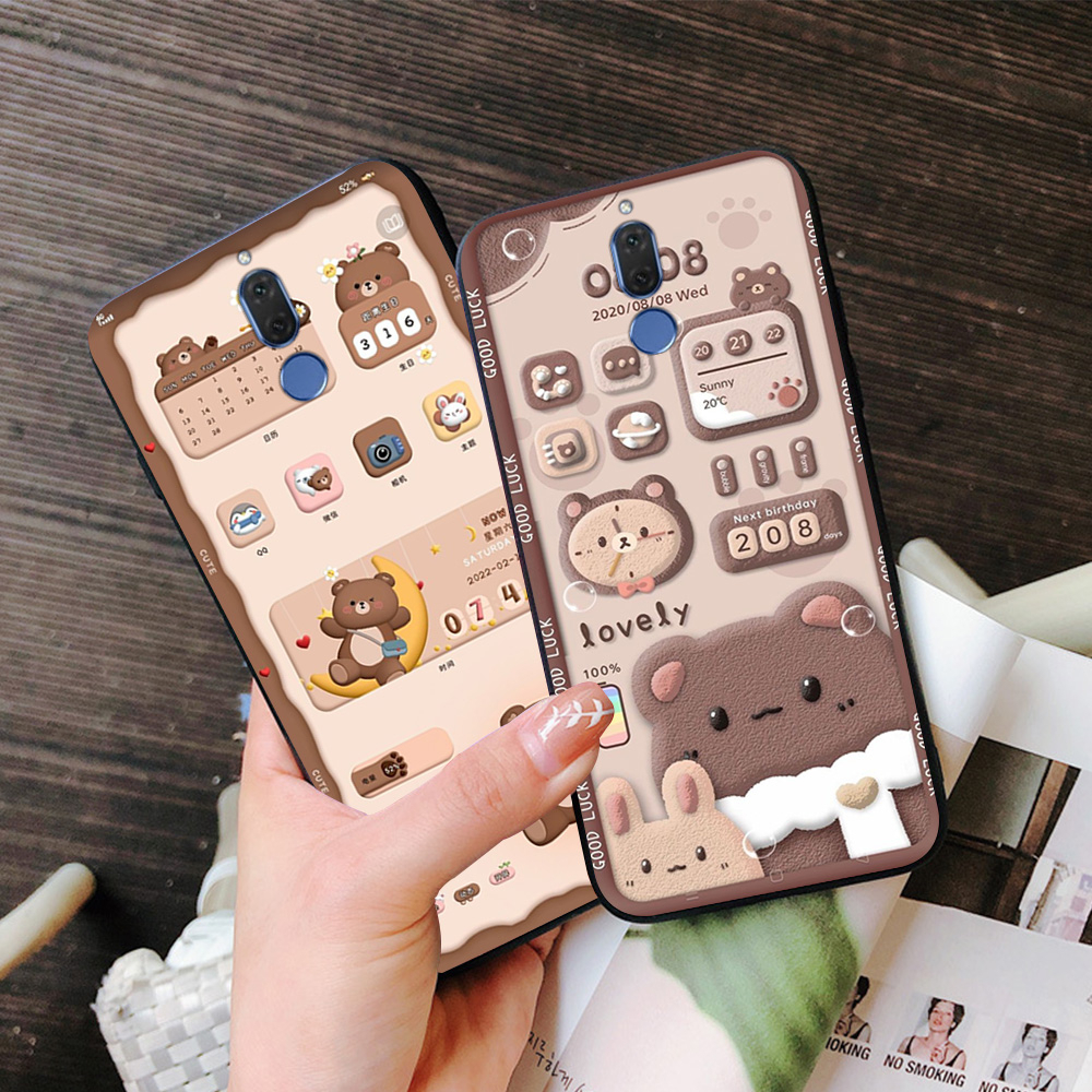 Ốp lưng huawei nova 2i in hình gấu nâu  cute họa tiết.in hình ngày tháng giờ