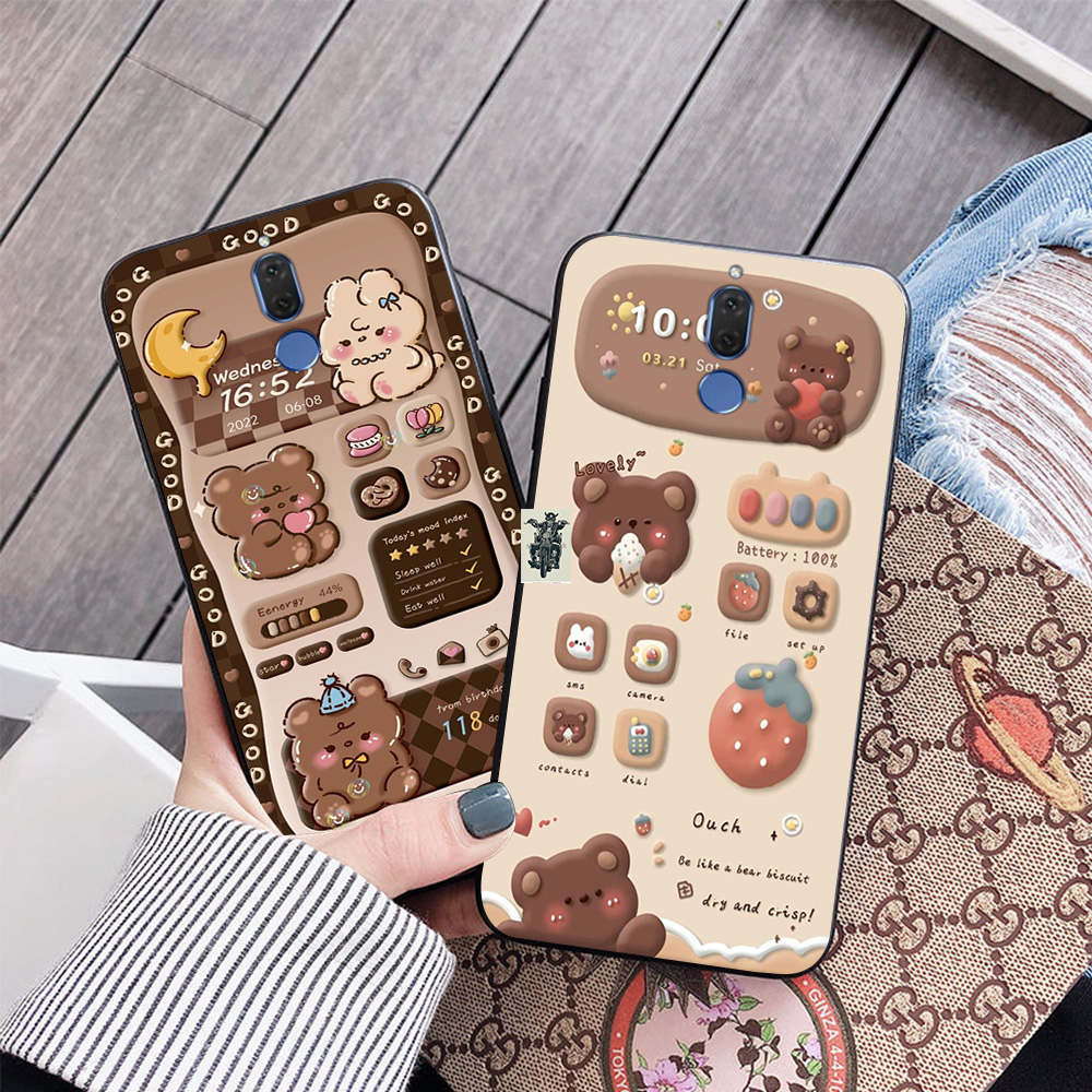 Ốp lưng huawei nova 2i in hình gấu nâu  cute họa tiết.in hình ngày tháng giờ