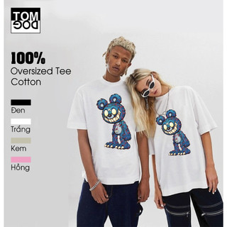 Áo Thun Cotton 100% Form Rộng Unisex In Hình Chú Thỏ Tinh Nghịch Thấm Hút Mồ Hôi Tốt